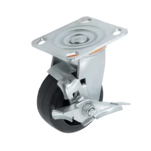 SCDB 42 - Большегрузное чугунное колесо 100 мм (поворот., тормоз, площадка, черн. рез, роликоподш.)